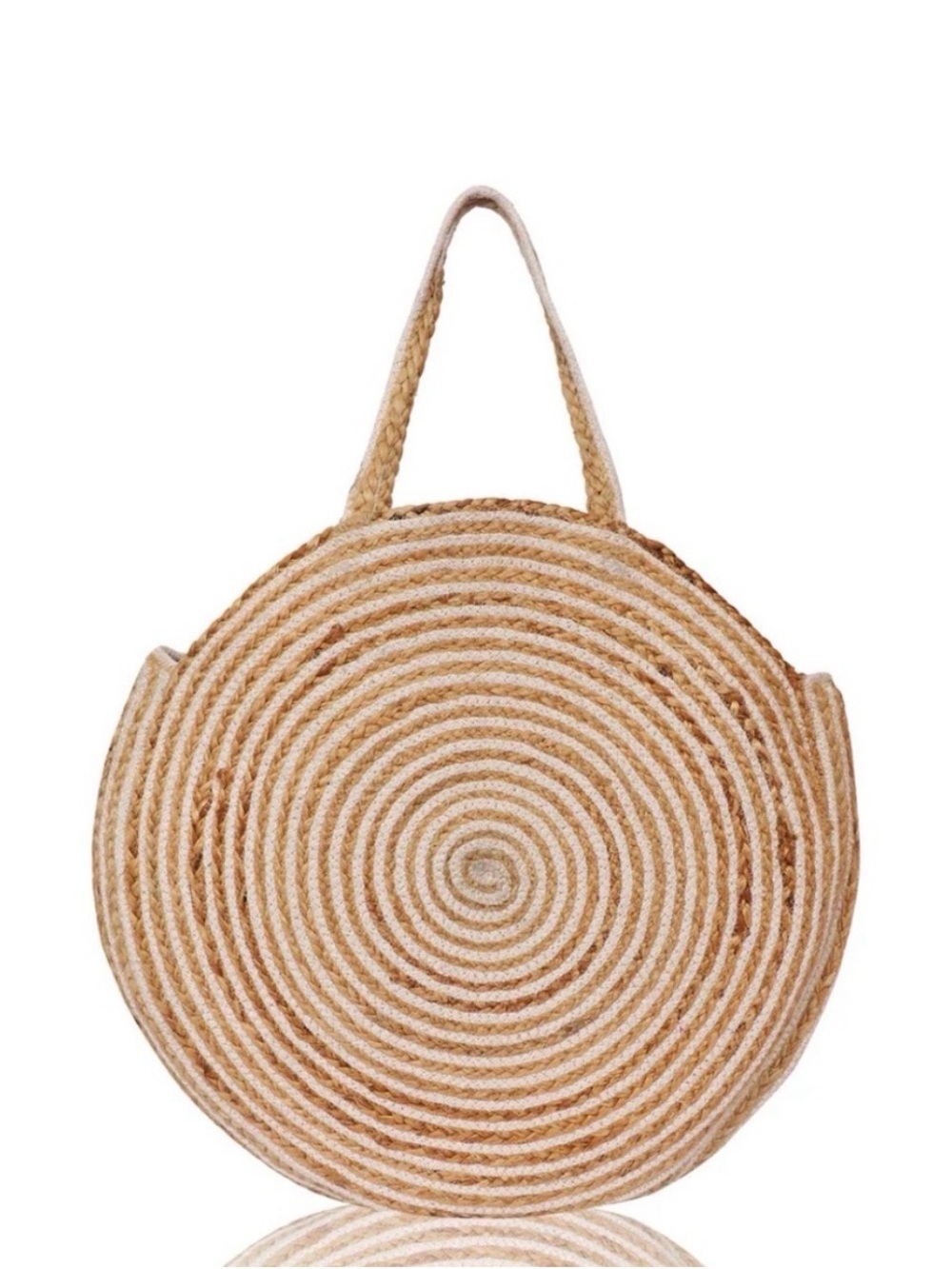 NWT Chloe & Lex Extra Large Round Jute Beach Tote Bag Boho Resort